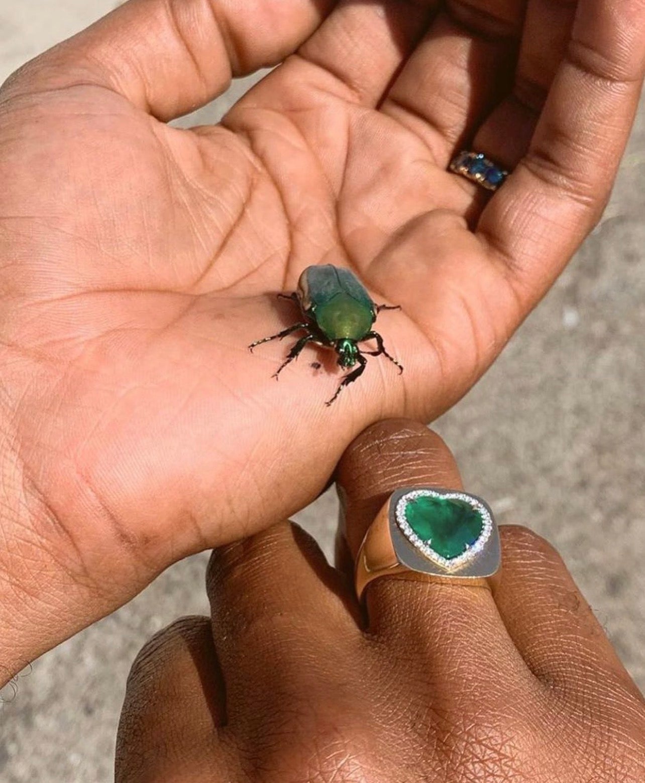 Tyler the creator green heart ring emerald diamond custom made diamond vvs ifandco