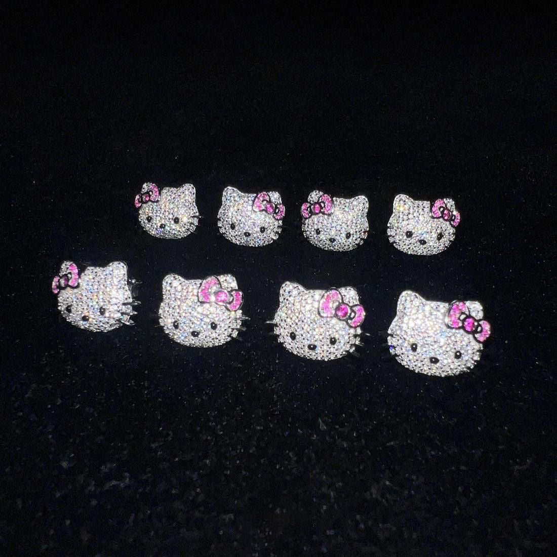 Sanrio HELLO KITTY diamond fully iced stud earring custom benballer ifandco kylie jenner travis cardi b