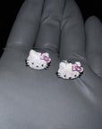 Sanrio HELLO KITTY diamond fully iced stud earring custom benballer ifandco kylie jenner travis cardi b