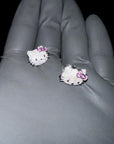 Sanrio HELLO KITTY diamond fully iced stud earring custom benballer ifandco kylie jenner travis cardi b