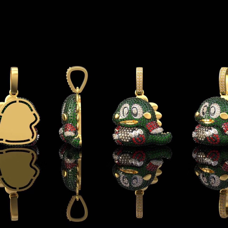diamond custom bubble bobble bub pendant necklace chain ben baller rapper chain iced bling