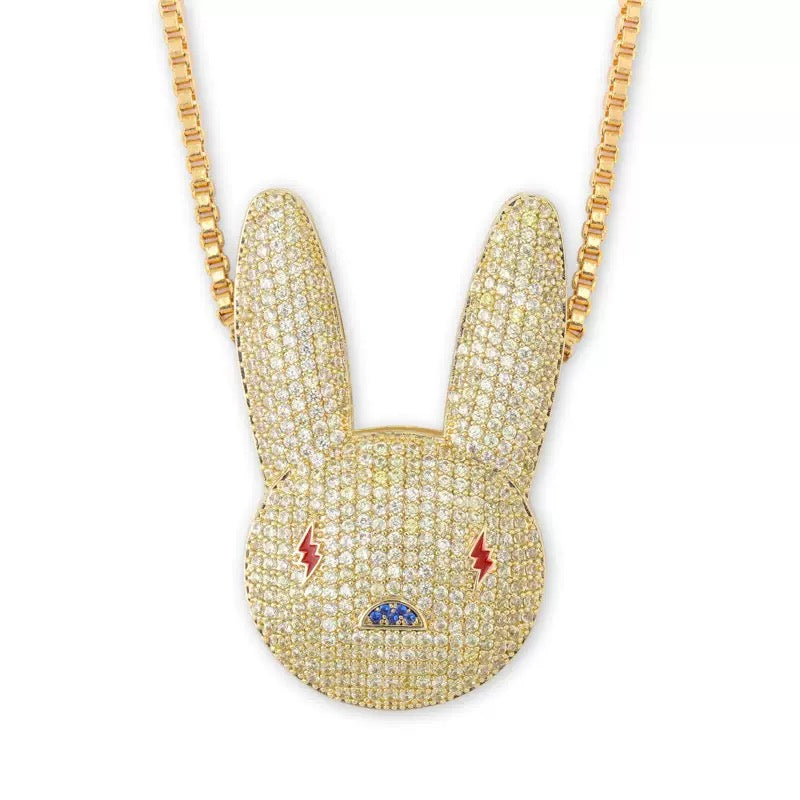 Custom bad bunny pendant &amp; necklace free chain jbalvin drake music video diamond