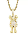 bape kaws originalfake 3D figure pendant necklace chain diamond ben baller vvs gold