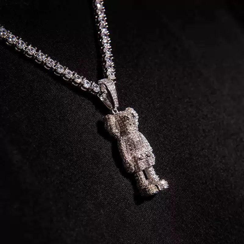 bape kaws originalfake 3D figure pendant necklace chain diamond ben baller vvs gold