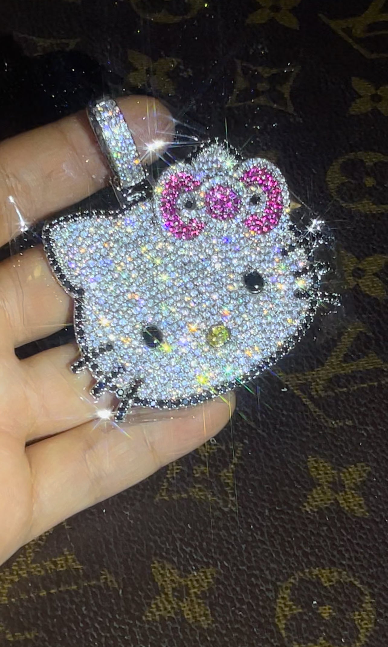 hennessy carolina cardi b sister hello kitty fully iced diamond necklace chain buy now custom jewelers