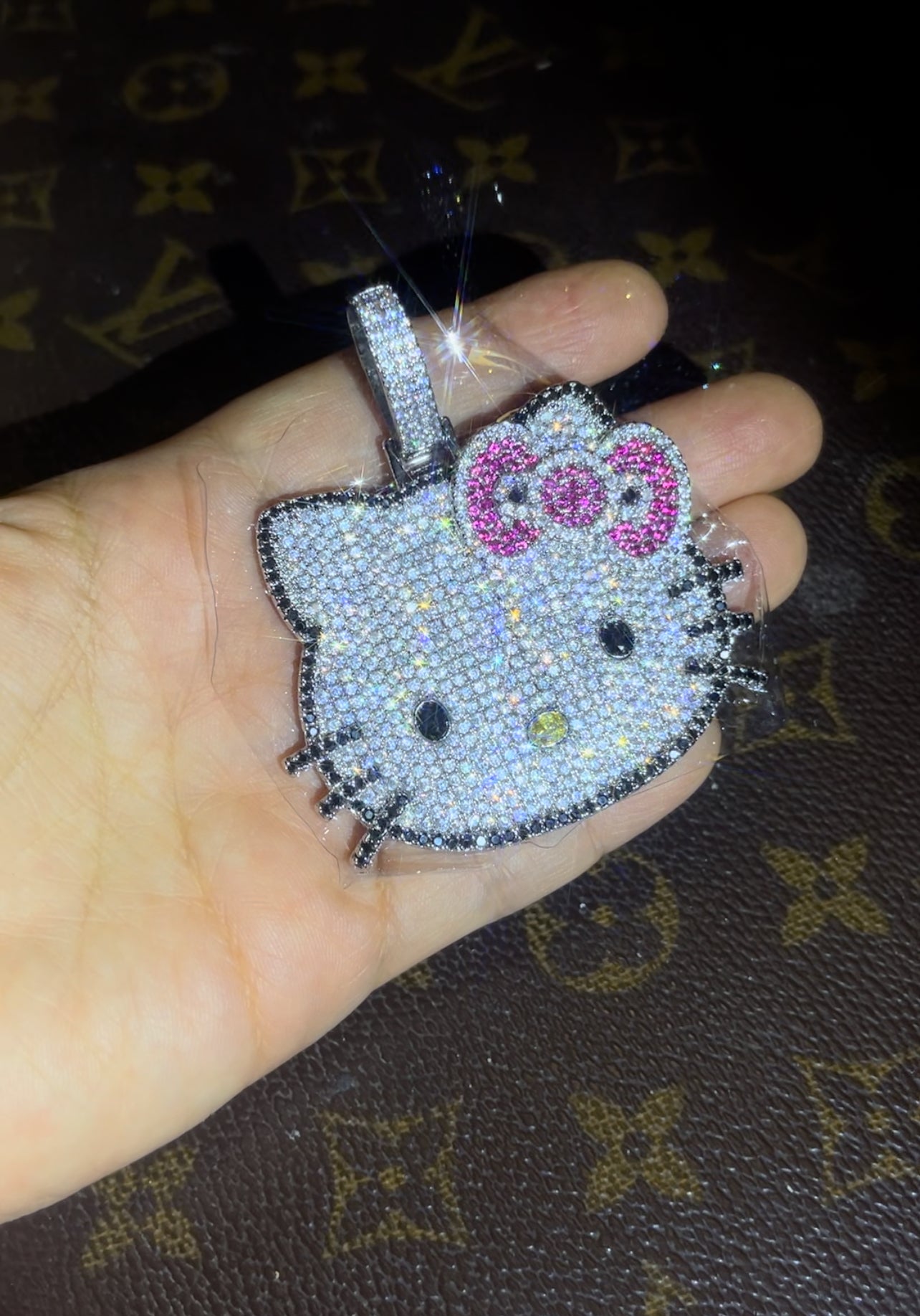 hennessy carolina cardi b sister hello kitty fully iced diamond necklace chain buy now custom jewelers
