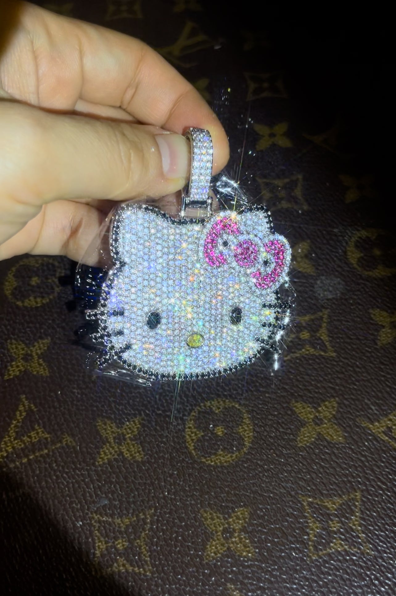 hennessy carolina cardi b sister hello kitty fully iced diamond necklace chain buy now custom jewelers