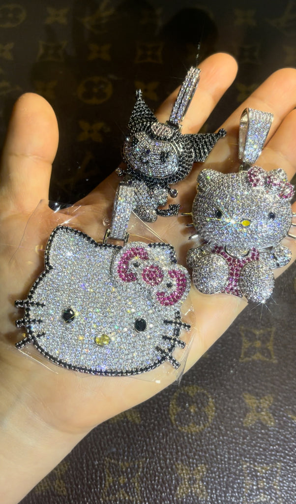 hennessy carolina cardi b sister hello kitty fully iced diamond necklace chain buy now custom jewelers