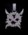 Playboi Carti YVL chain,Ken Carson teen x diamond pendant neckace chain fully iced out YVL pendant, Young Vamp Life jewelry, iced out hand sign necklace, hip hop diamond pendant