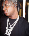 Playboi Carti YVL chain,Ken Carson teen x diamond pendant neckace chain fully iced out YVL pendant, Young Vamp Life jewelry, iced out hand sign necklace, hip hop diamond pendant