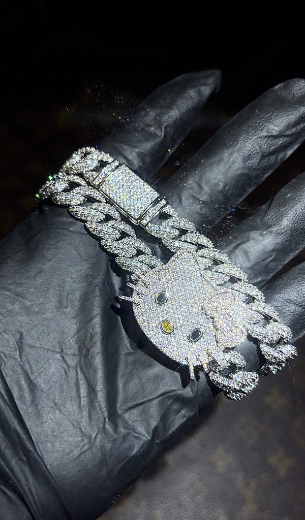 toxicfairy toxiicfaiiry hello kitty cuban links chain diamond necklace choker charm 