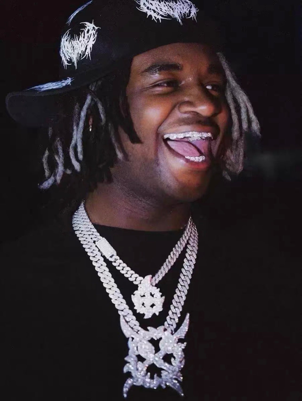 Playboi Carti YVL chain,Ken Carson teen x diamond pendant neckace chain fully iced out YVL pendant, Young Vamp Life jewelry, iced out hand sign necklace, hip hop diamond pendant