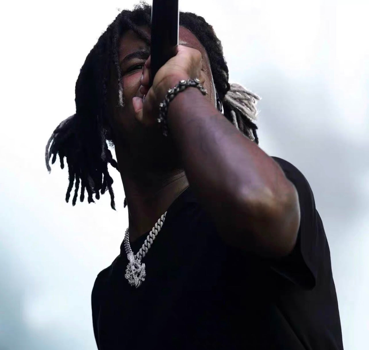 Playboi Carti YVL chain,Ken Carson teen x diamond pendant neckace chain fully iced out YVL pendant, Young Vamp Life jewelry, iced out hand sign necklace, hip hop diamond pendant
