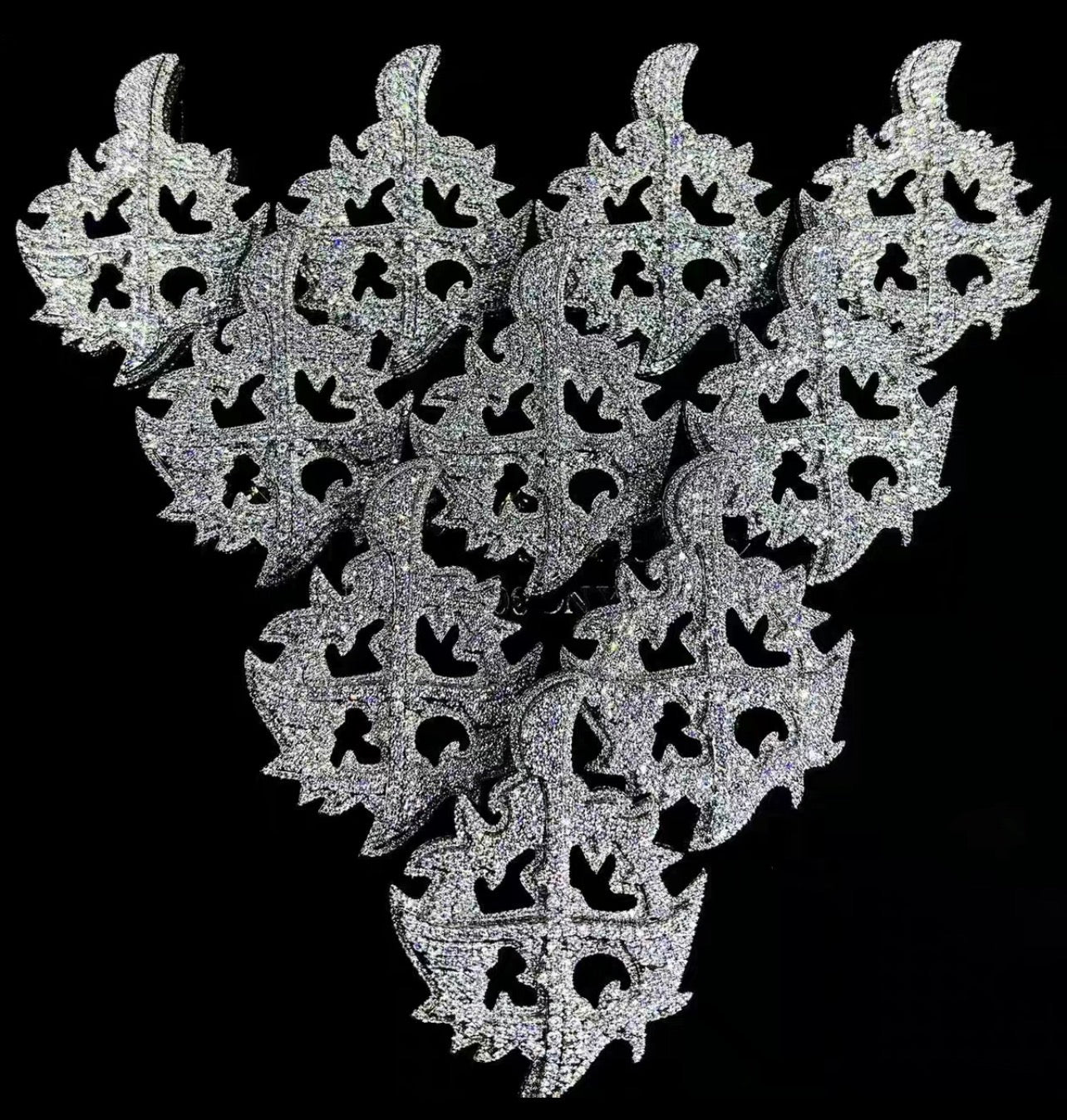 Playboi Carti YVL chain,Ken Carson teen x diamond pendant neckace chain fully iced out YVL pendant, Young Vamp Life jewelry, iced out hand sign necklace, hip hop diamond pendant