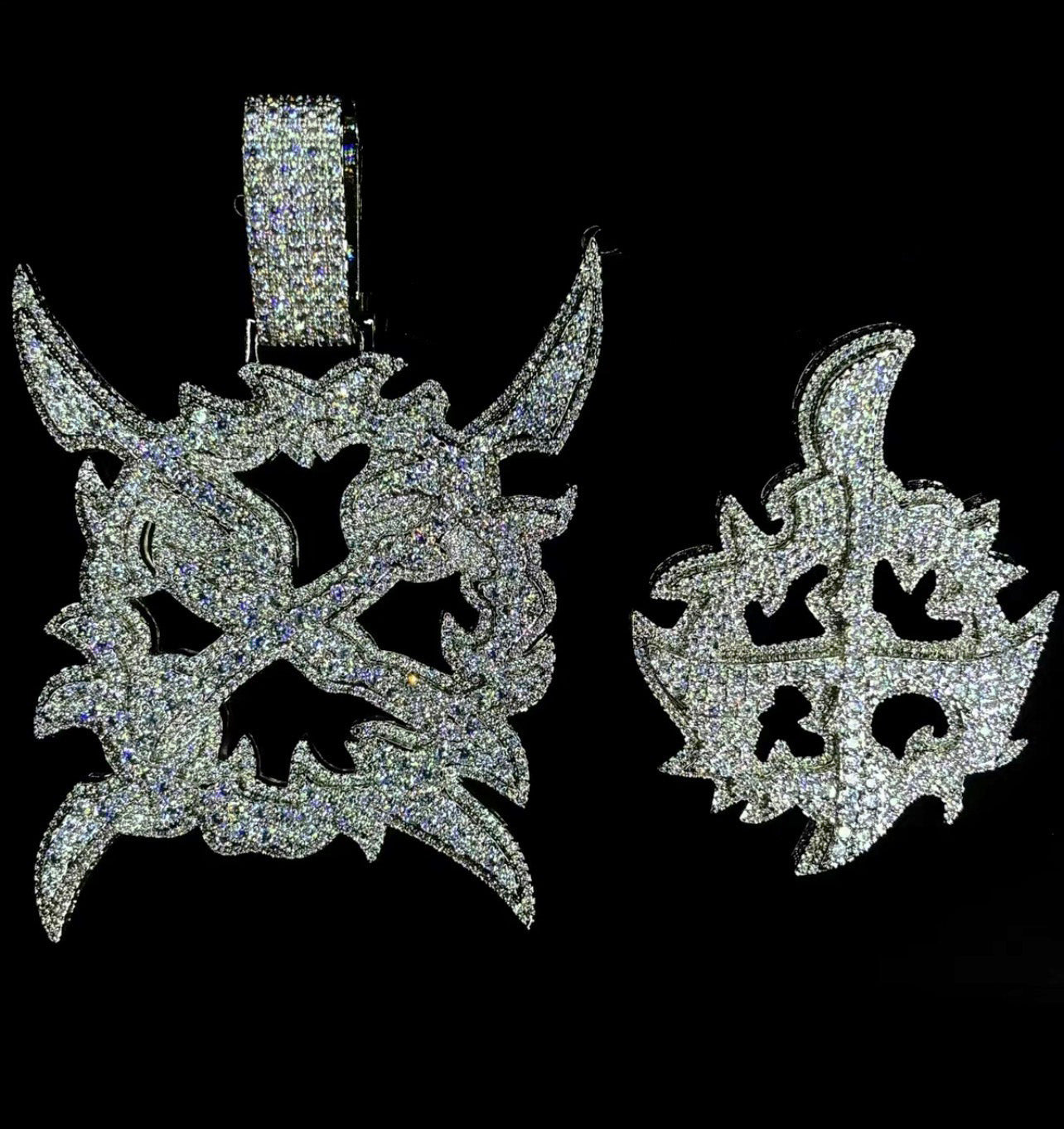 Playboi Carti YVL chain,Ken Carson teen x diamond pendant neckace chain fully iced out YVL pendant, Young Vamp Life jewelry, iced out hand sign necklace, hip hop diamond pendant