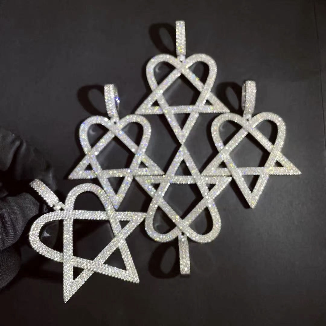 Trippie Redd Heartagram fully iced diamonds pendant necklace chain 