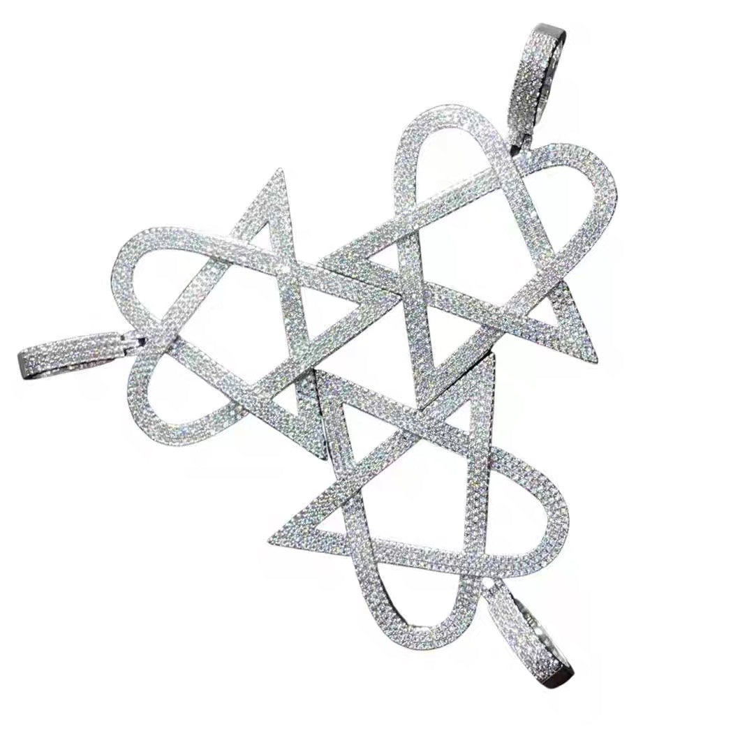 Trippie Redd Heartagram fully iced diamonds pendant necklace chain 