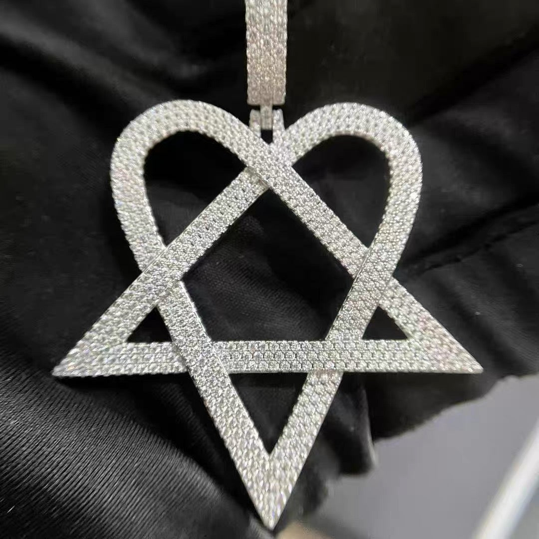 Trippie Redd Heartagram fully iced diamonds pendant necklace chain 