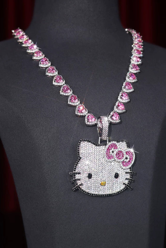 hennessy carolina cardi b sister hello kitty fully iced diamond necklace chain buy now custom jewelers