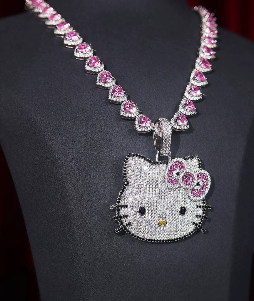 hennessy carolina cardi b sister hello kitty fully iced diamond necklace chain buy now custom jewelers