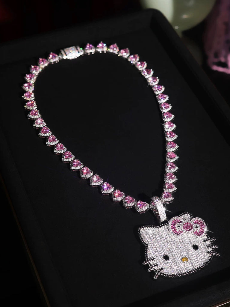 hennessy carolina cardi b sister hello kitty fully iced diamond necklace chain buy now custom jewelers