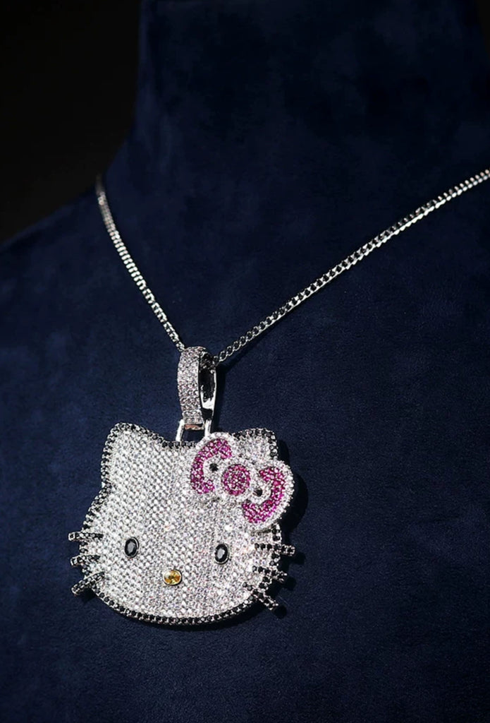 hennessy carolina cardi b sister hello kitty fully iced diamond necklace chain buy now custom jewelers