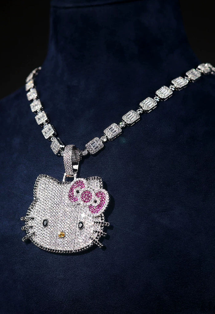 hennessy carolina cardi b sister hello kitty fully iced diamond necklace chain buy now custom jewelers