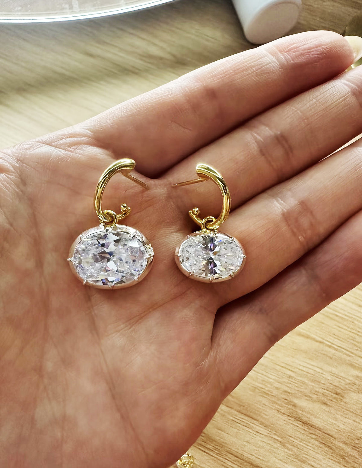 Hailey Bieber's iconic Jessica McCormack Oval Diamond Gypset Hoop Earrings