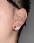 custom gdragon GD hello kitty stud earring diamond red Sanrio HELLO KITTY diamond peaceminusone fully iced stud earring benballer ifandco kylie jenner travis cardi b