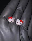 exact original custom gdragon GD hello kitty stud earring diamond red Sanrio HELLO KITTY diamond peaceminusone fully iced stud earring benballer ifandco kylie jenner travis cardi b