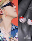 custom gdragon GD hello kitty stud earring diamond red Sanrio HELLO KITTY diamond peaceminusone fully iced stud earring benballer ifandco kylie jenner travis cardi b