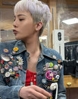 custom gdragon GD hello kitty stud earring diamond red Sanrio HELLO KITTY diamond peaceminusone fully iced stud earring benballer ifandco kylie jenner travis cardi b