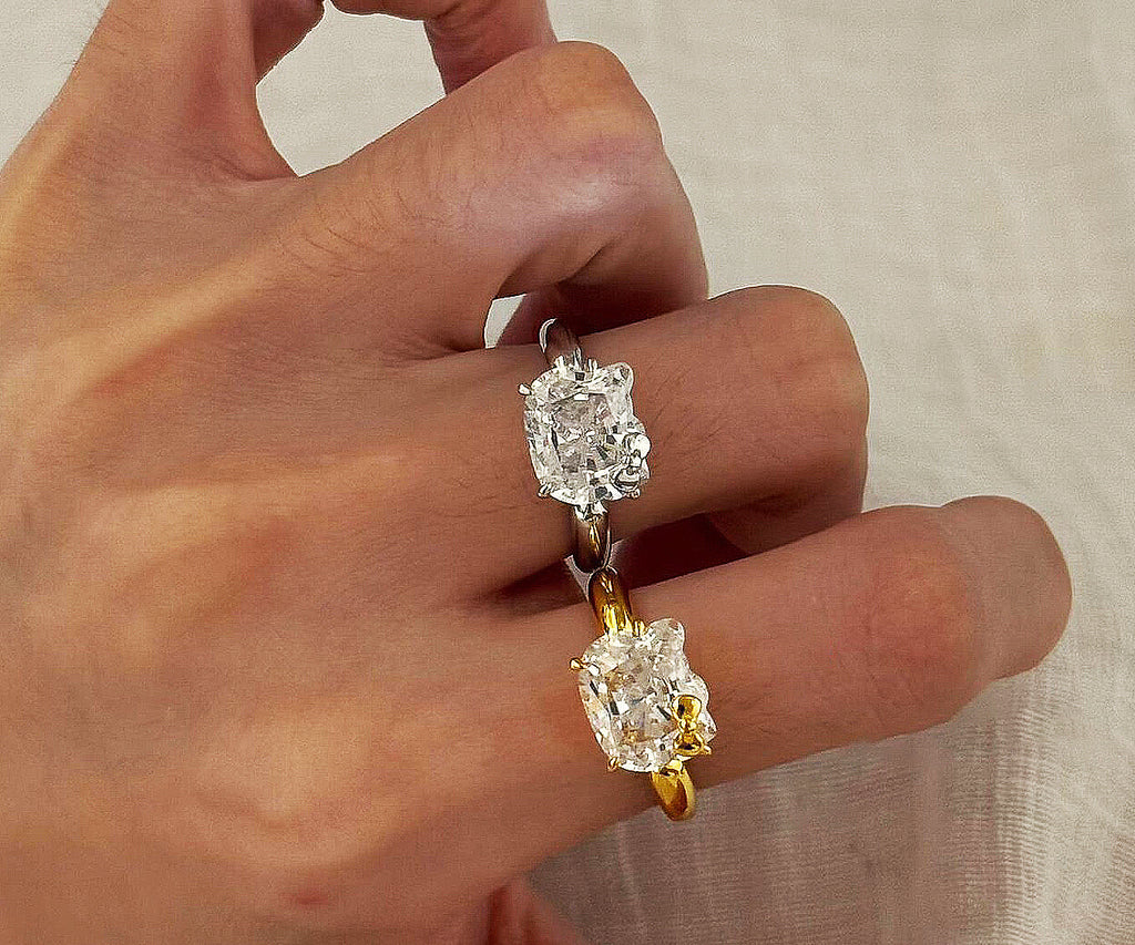 Hello Kitty lab cut diamond ring - White gold