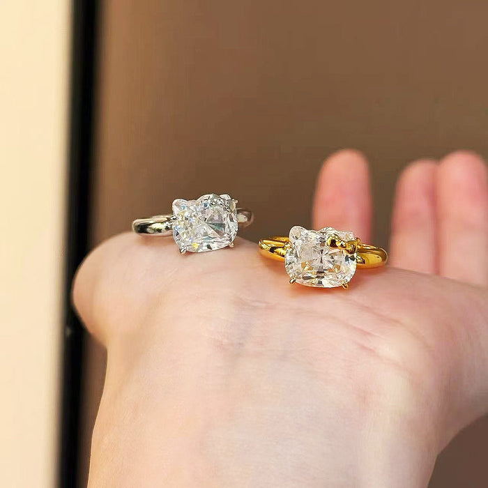 Hello Kitty lab cut diamond ring - White gold