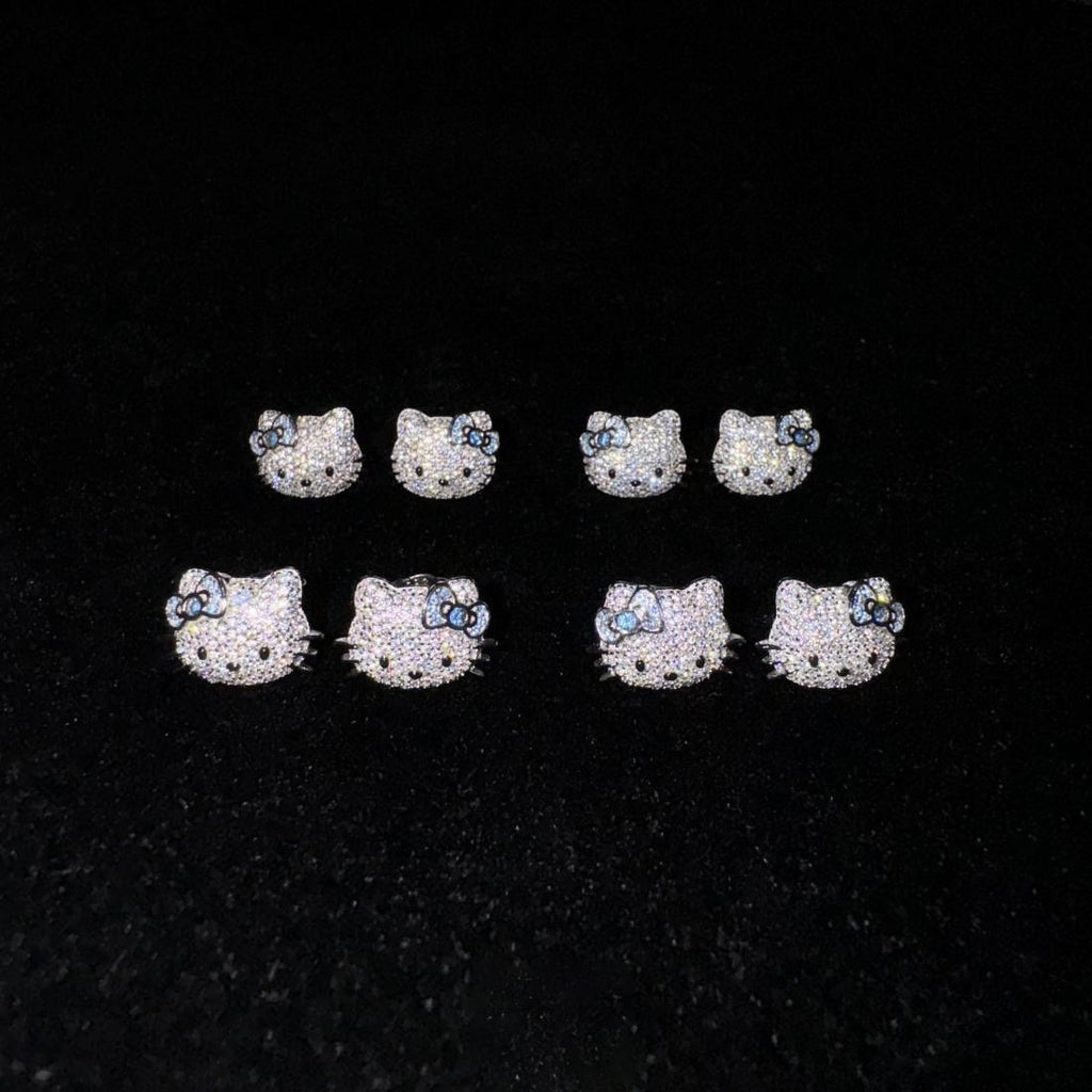 Sanrio HELLO KITTY diamond fully iced stud earring custom benballer ifandco kylie jenner travis cardi b