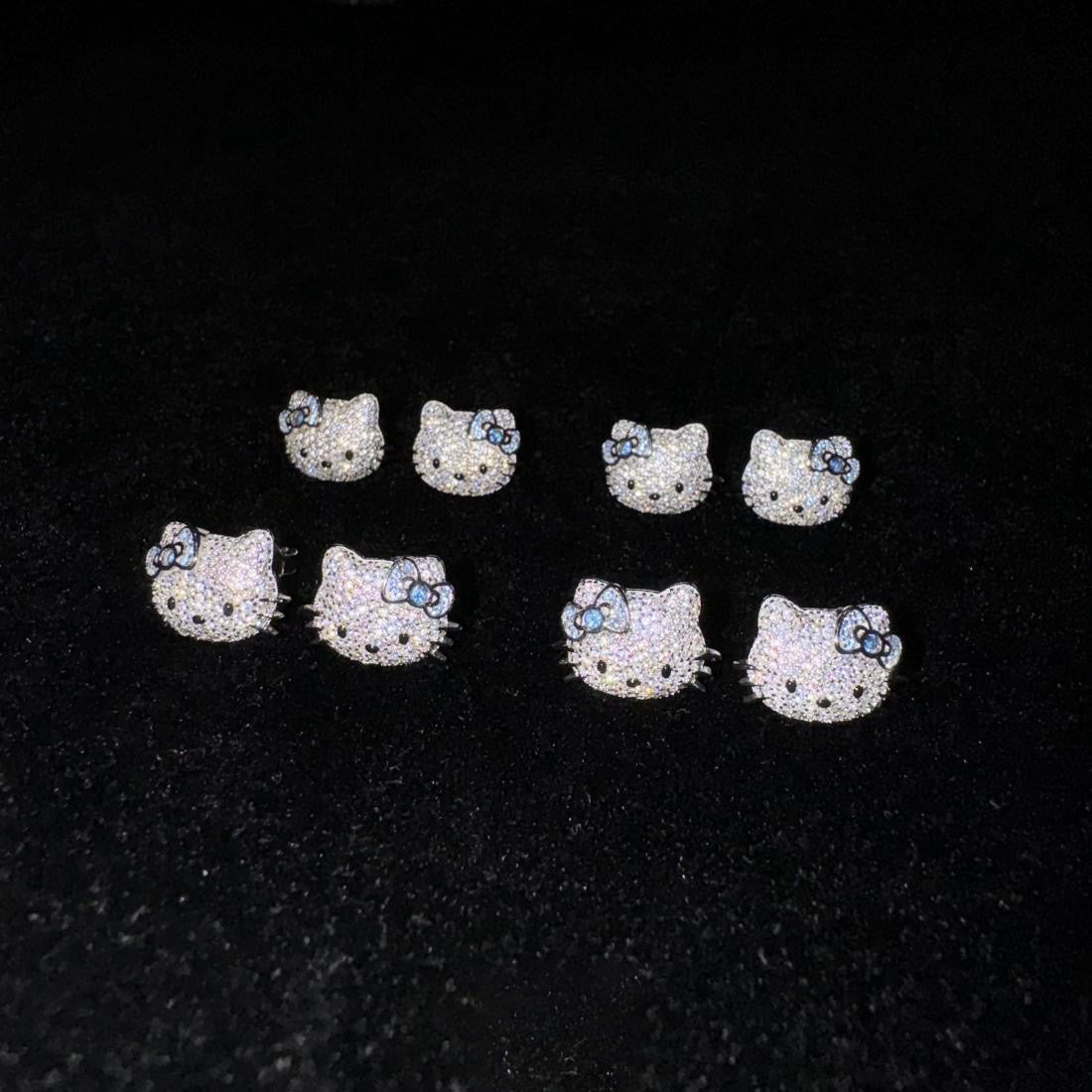 Sanrio HELLO KITTY diamond fully iced stud earring custom benballer ifandco kylie jenner travis cardi b