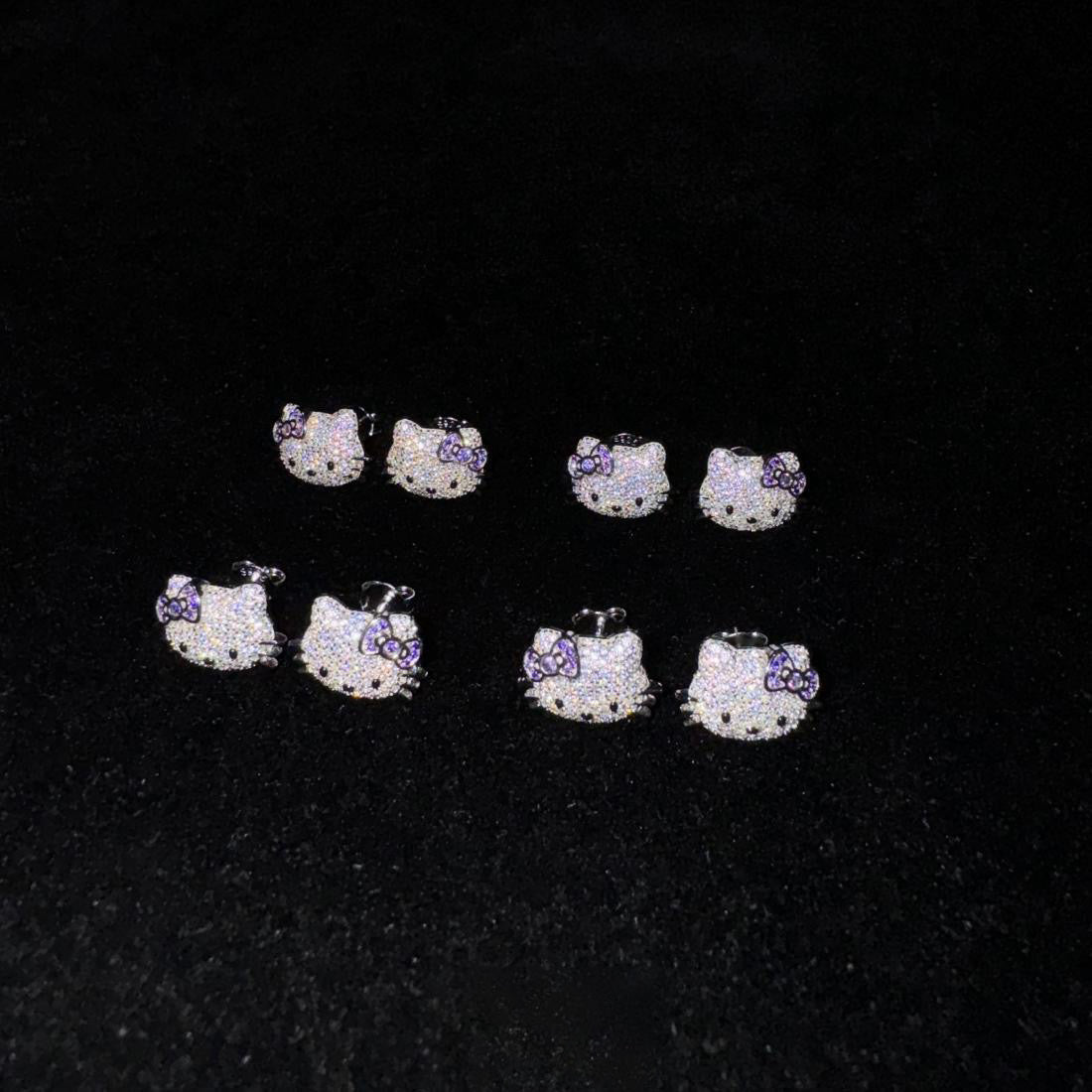 Sanrio HELLO KITTY diamond fully iced stud earring custom benballer ifandco kylie jenner travis cardi b