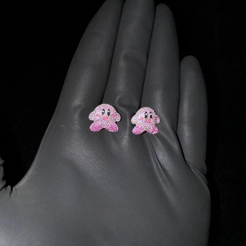 Kirby 星のカービィ diamond stud earring diamond fully iced stud earring custom benballer ifandco kylie jenner travis cardi b