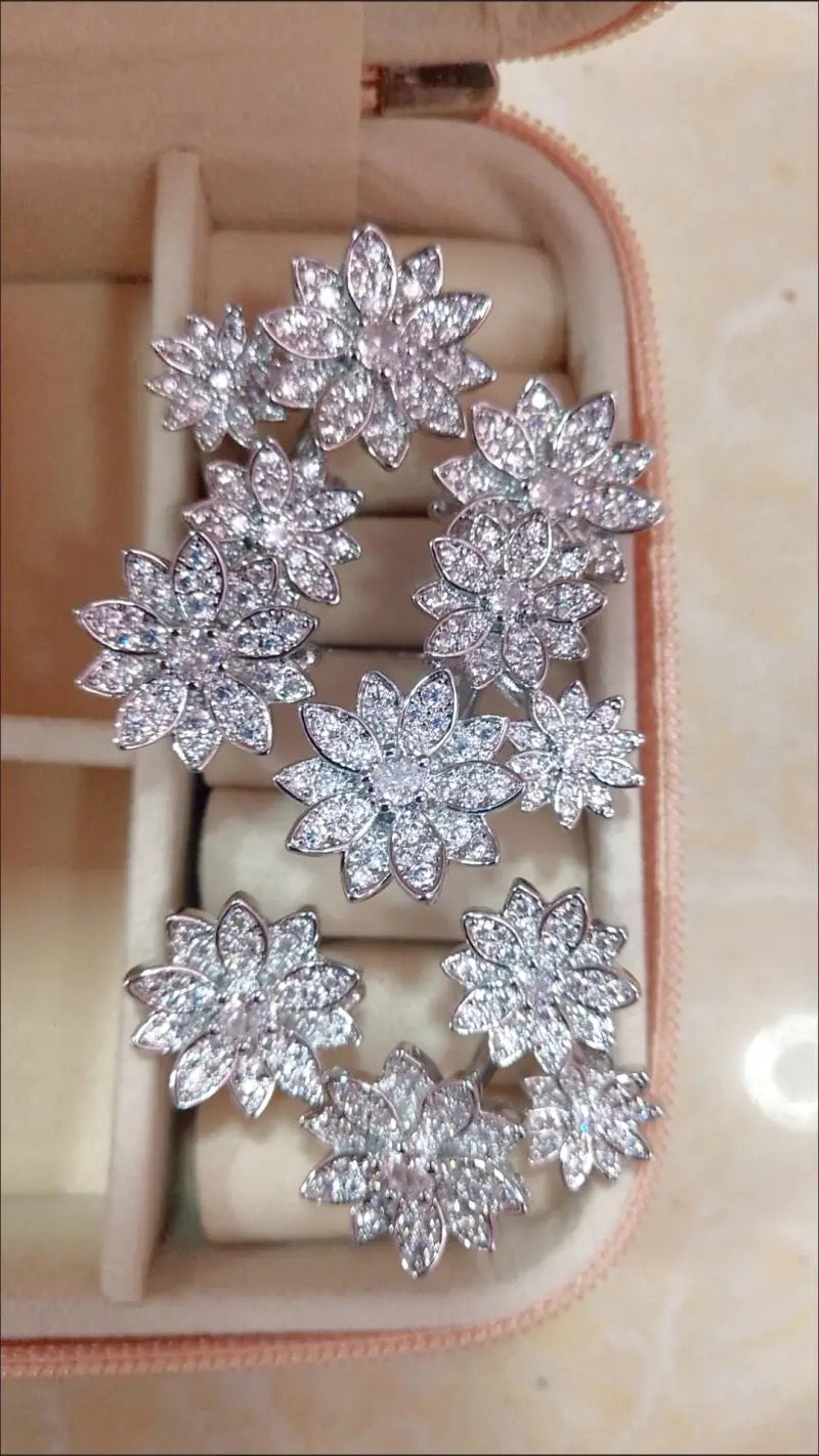 van cleef floral diamond ring cluster ring silver white gold inexpensive luxury diamond buy sell