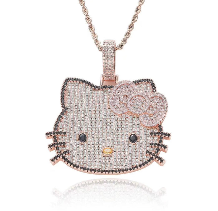 Hello Kitty ® Sterling Silver Pink Crystal Pavé Pendant Necklace In - Foto 7