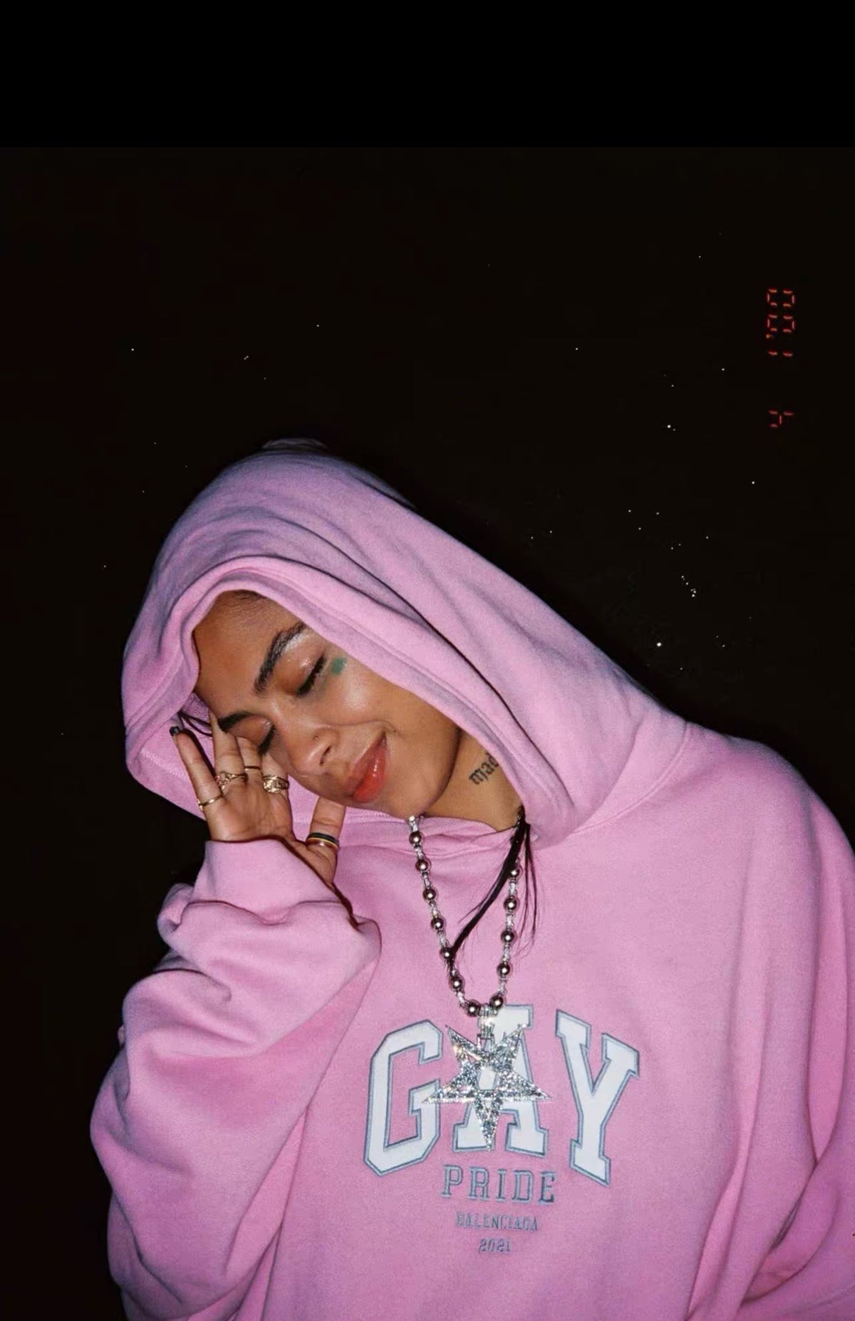 Playboi Carti Gio recently seen rocking Destroy Lonely’s pendant chain diamond necklace Ken Carson Giovanna Ramos @ft.gioo  Instagram