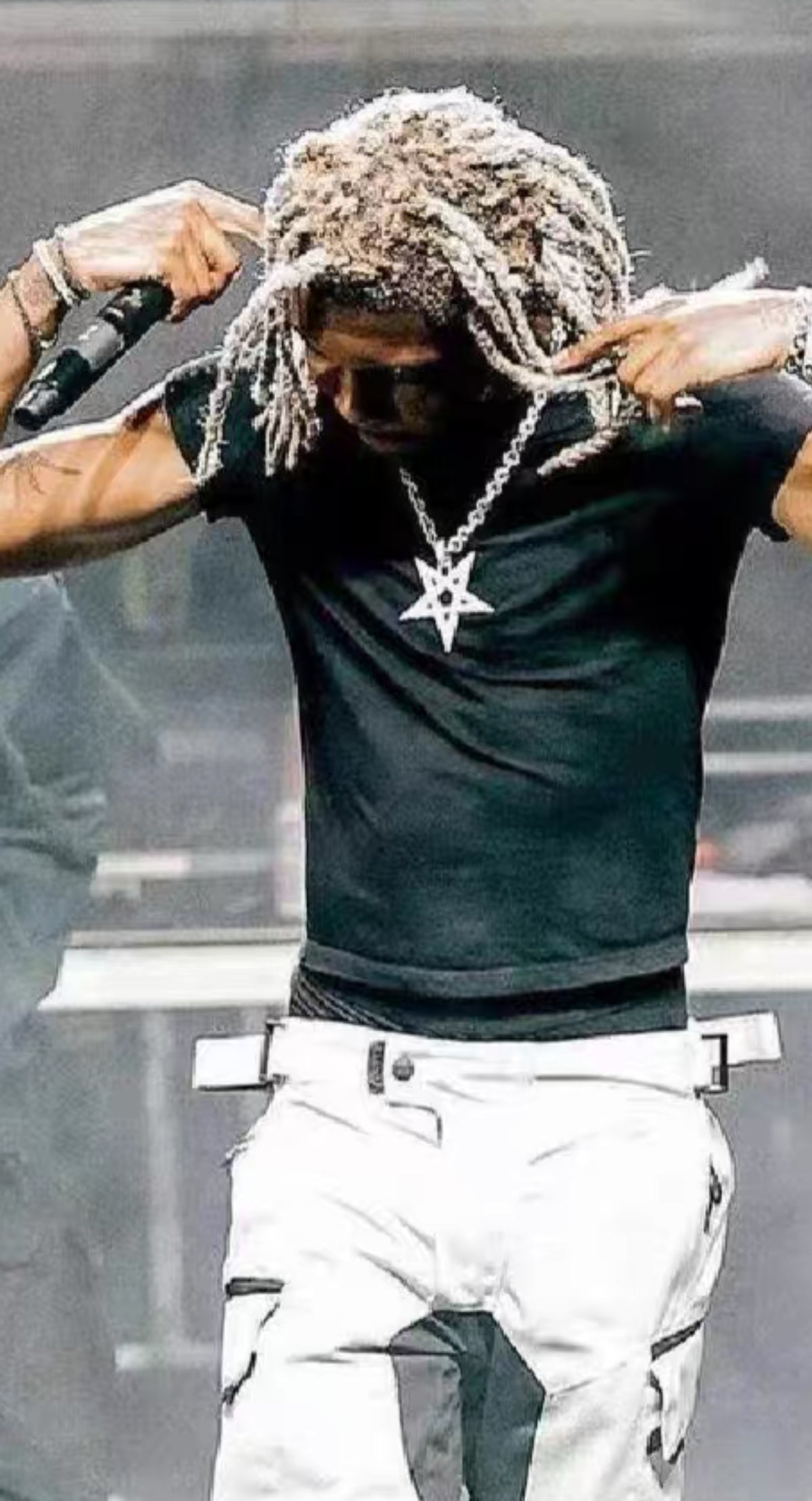 Playboi Carti Gio recently seen rocking Destroy Lonely’s pendant chain diamond necklace Ken Carson Giovanna Ramos @ft.gioo  Instagram
