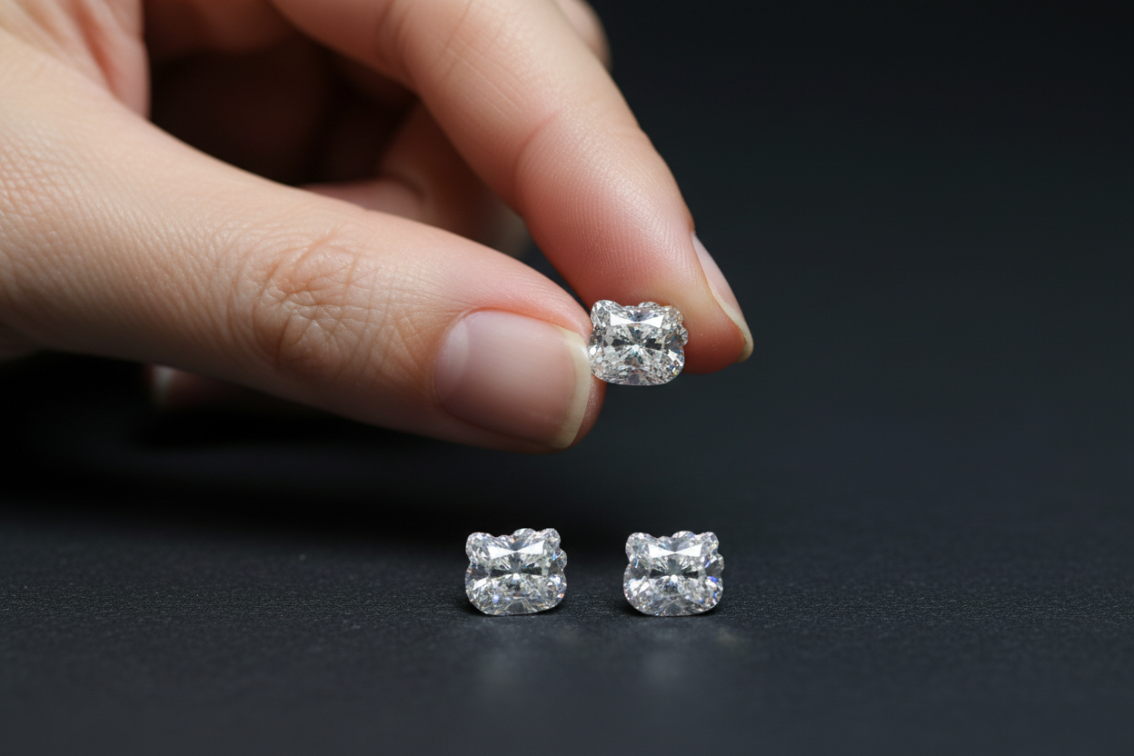 Luxury coquette clean girl aesthetic Hello Kitty moissanite diamond stud earring for high fashion Sanrio streetwear