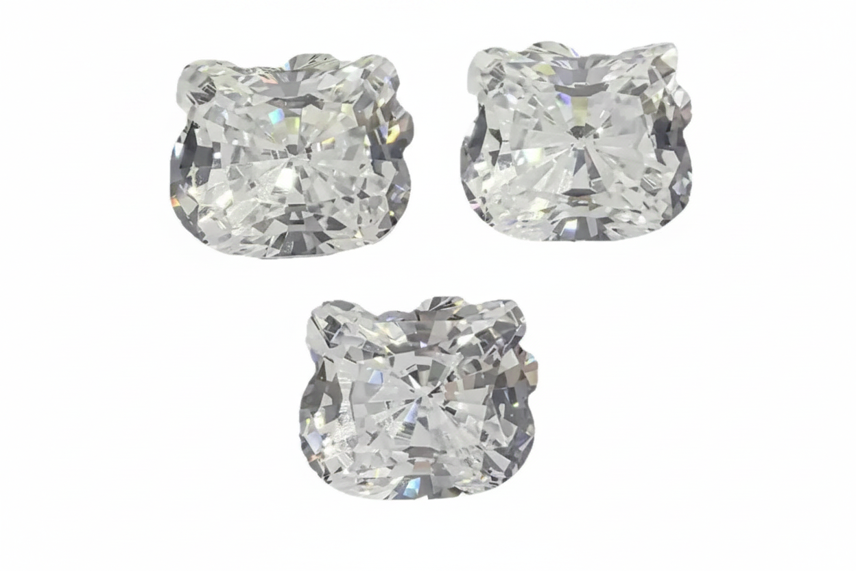 Luxury coquette clean girl aesthetic Hello Kitty moissanite diamond stud earring for high fashion Sanrio streetwear