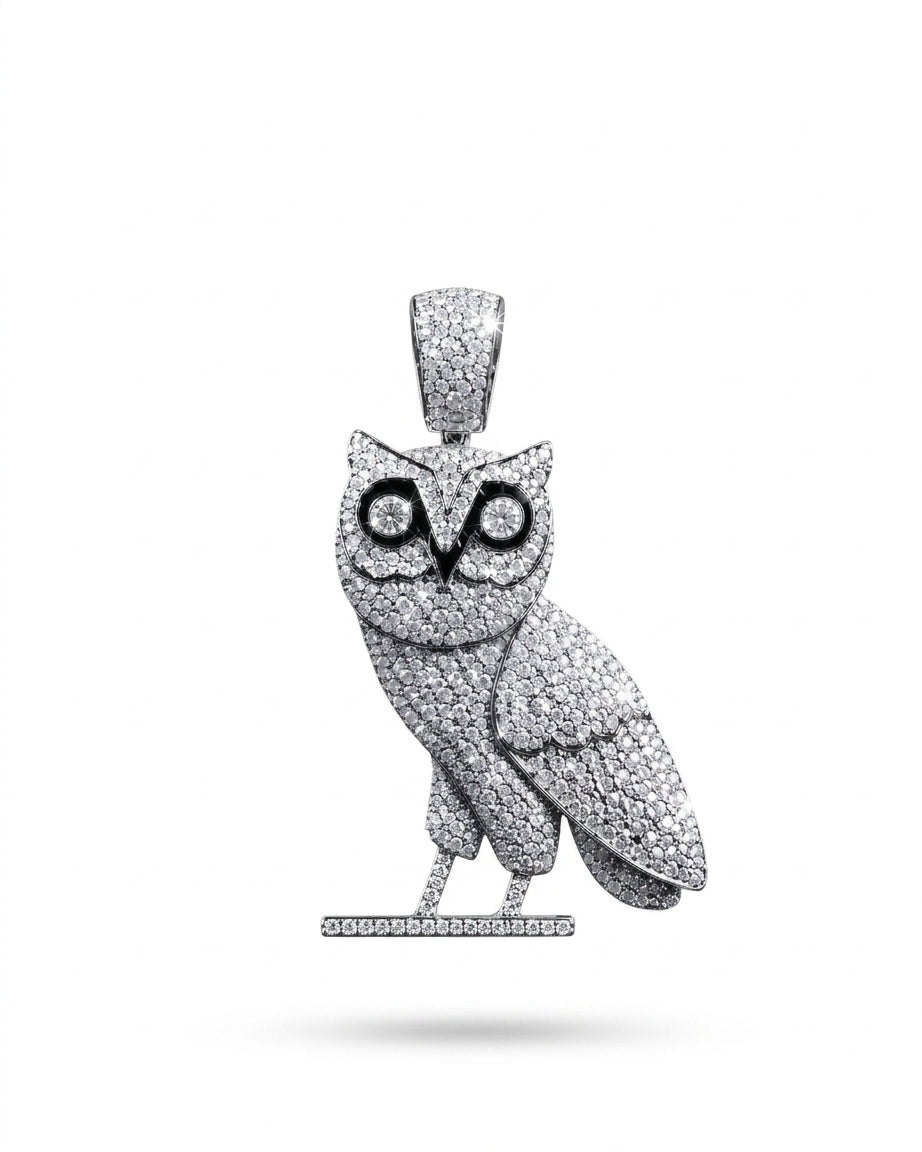 Drake iceman owl diamond pendants The 6God tapped the renowned celebrity jeweler to craft exclusive, iced-out OVO owl pendants for his inner circle.