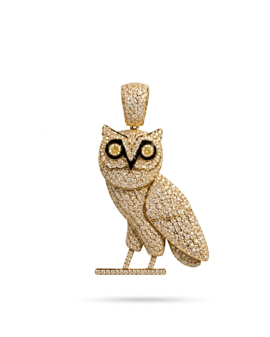 Drake iceman owl diamond pendants The 6God tapped the renowned celebrity jeweler to craft exclusive, iced-out OVO owl pendants for his inner circle.