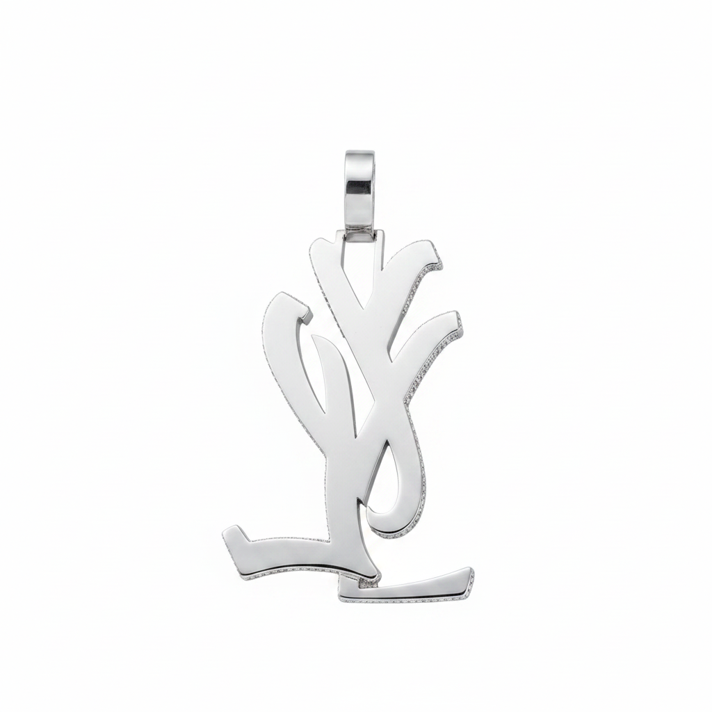 Polished silver pendant white bg