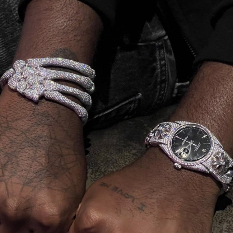 Buy Ken Carson’s Iced Out Raf Simons Skeleton Bracelet by Alex Moss