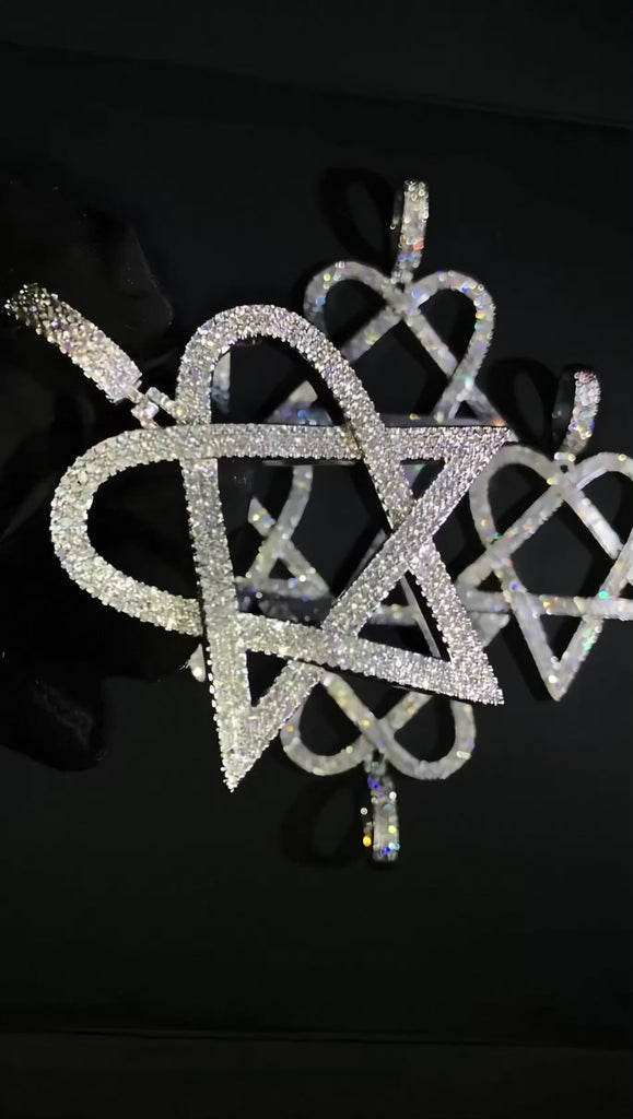 Trippie Redd Heartagram fully iced diamonds pendant necklace chain 