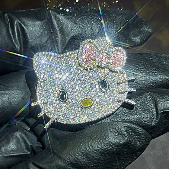 toxicfairy toxiicfaiiry hello kitty cuban links chain diamond necklace choker charm 